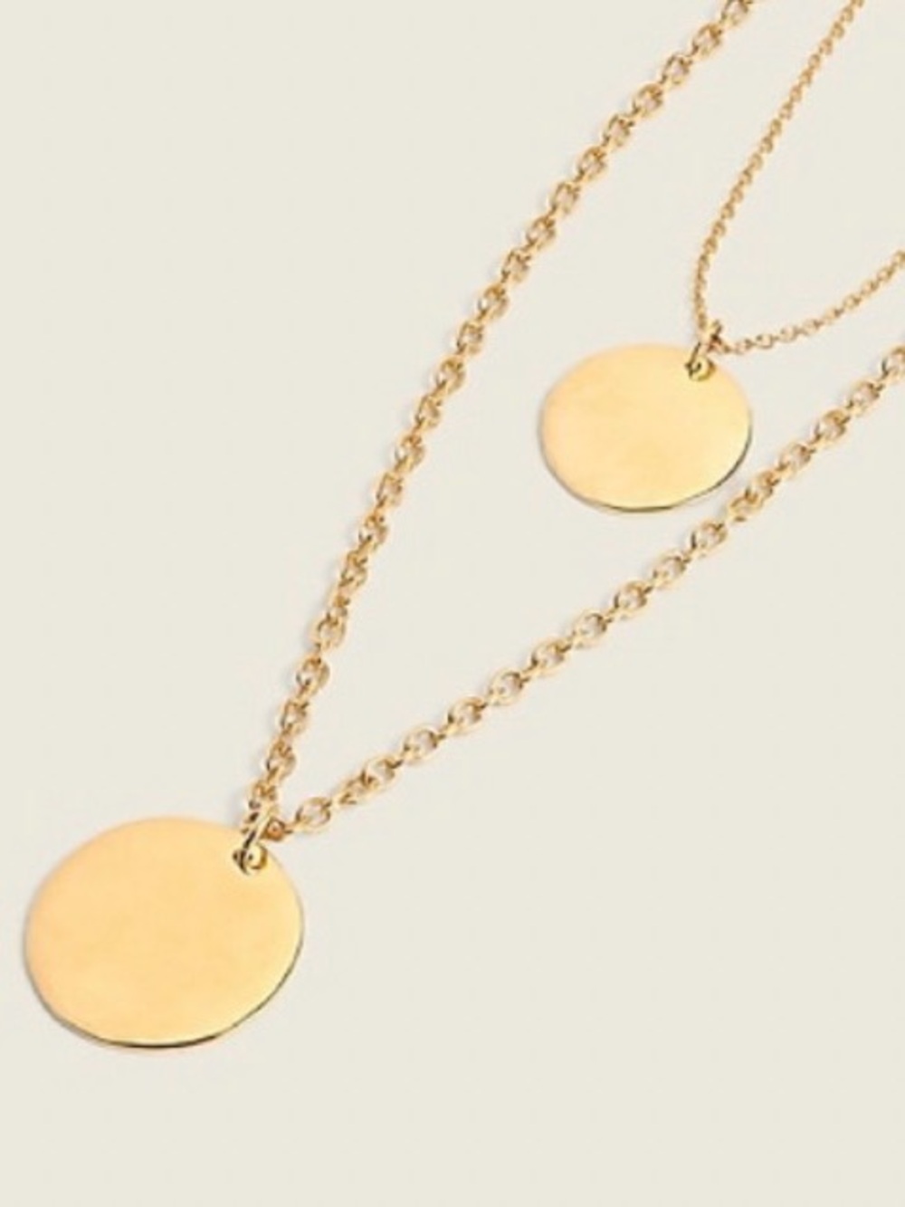 J. Crew Gold Double Disc Layered Necklace - Minimal Women Jewelry